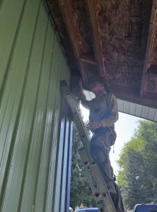 An Eden Advanced Pest Technologies worker performing bird abatement work.